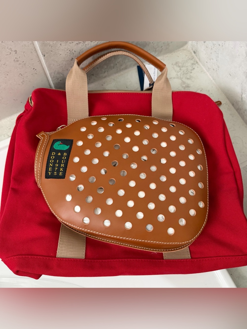 Dooney & Bourke Red Canvas Pickleball Duffel - Picture 16 of 16